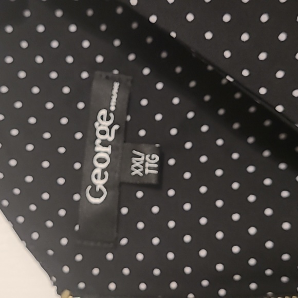 Womens Black Dress Shirt with White Dots - Picture 3 of 4